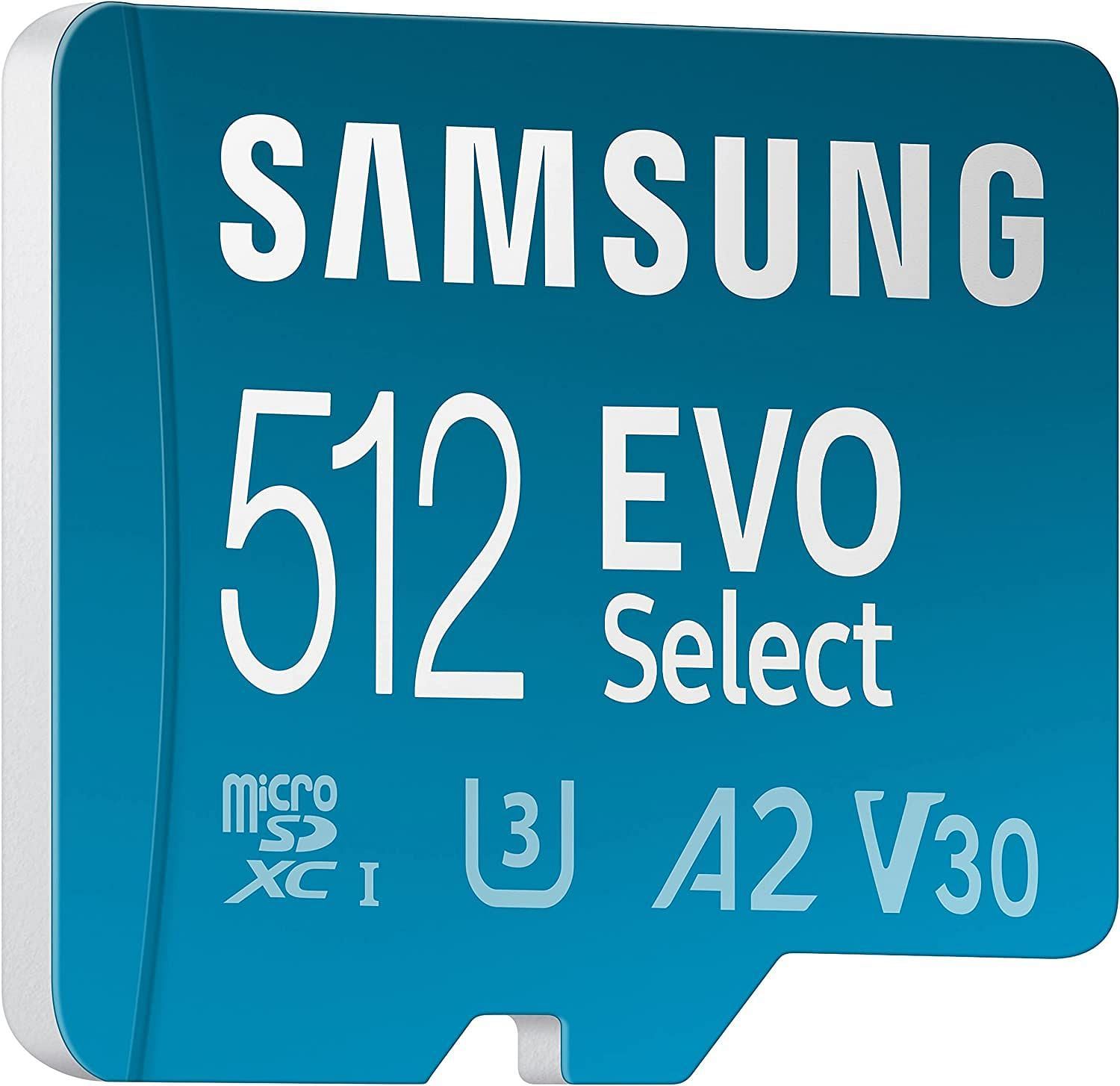 The Samsung EVO 512 GB microSDXC memory card with adapter (Image via Amazon)
