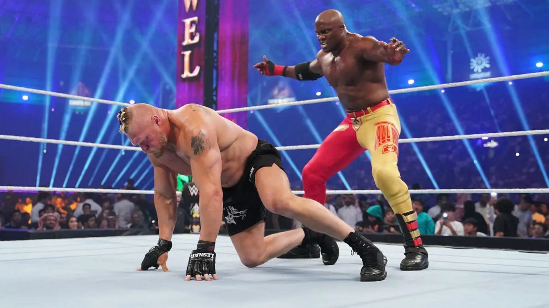 Brock Lesnar defeated Bobby Lashley at WWE Crown Jewel 2022.