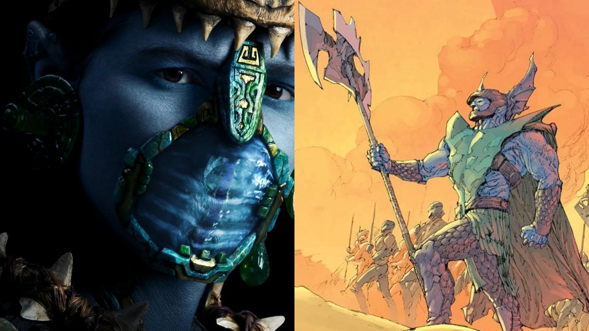 Attuma in Black Panther: Wakanda Forever (Image via IMDb) Vs Attuma in Marvel Comics (Image: Indestructible Hulk #5)