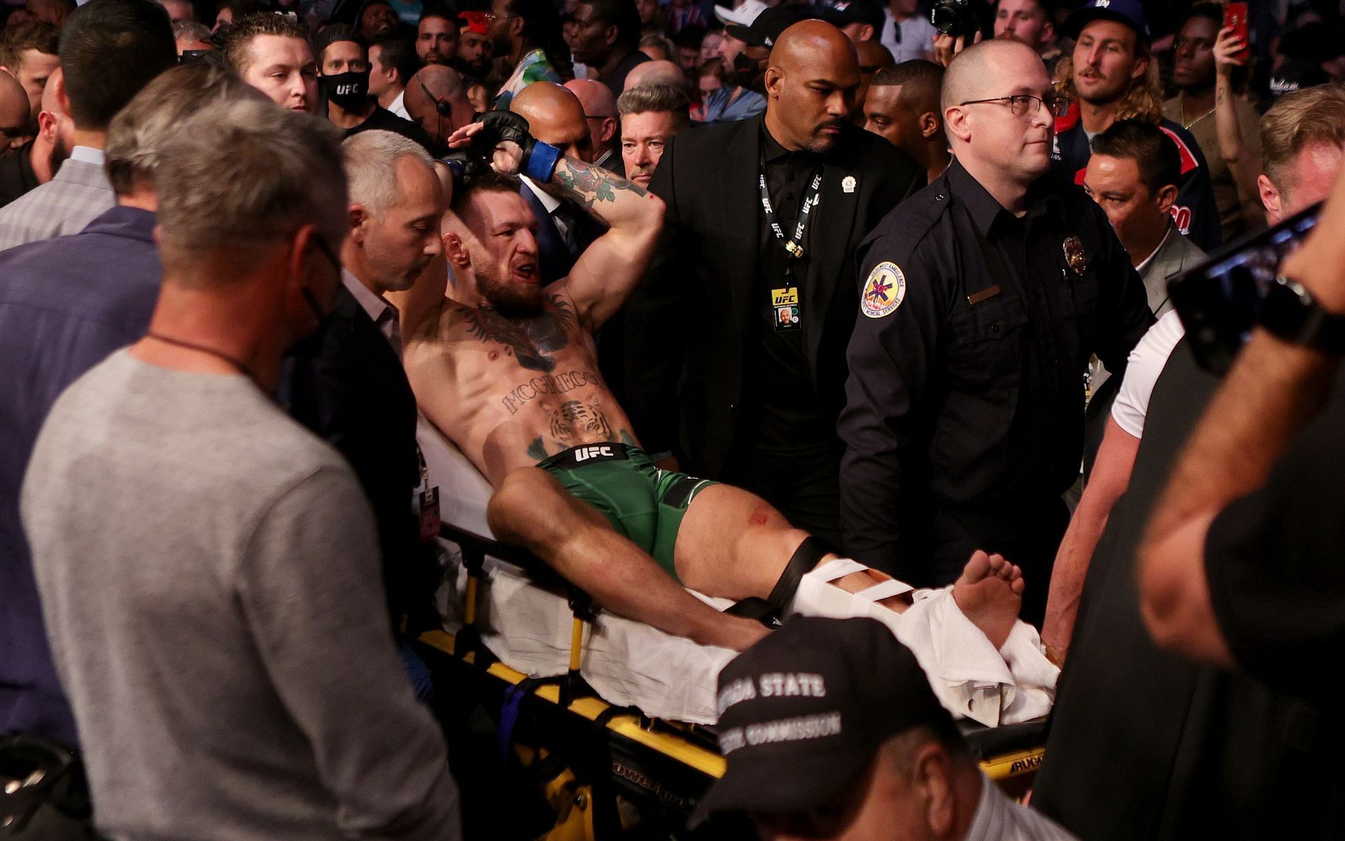 Conor McGregor after leg break at UFC 264 [Image courtesy: Getty]