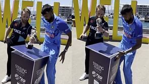 [Watch] "I'll have that!" - Kane Williamson's quick reflexes prevent India vs New Zealand 2022 trophy from getting smashed