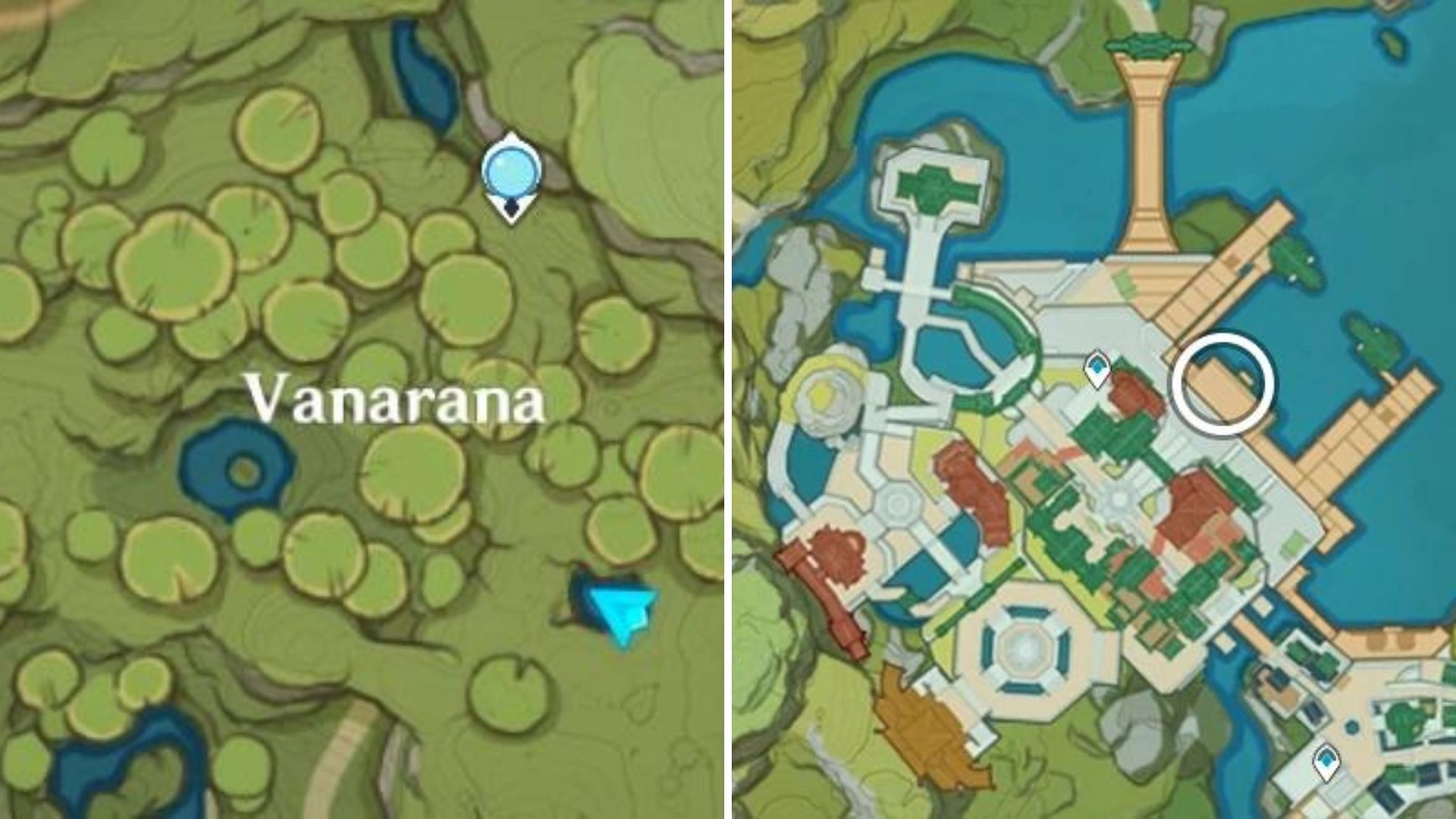 Armani&#039;s location in the left and Bolai&#039;s in the right side (Image via HoYoverse)
