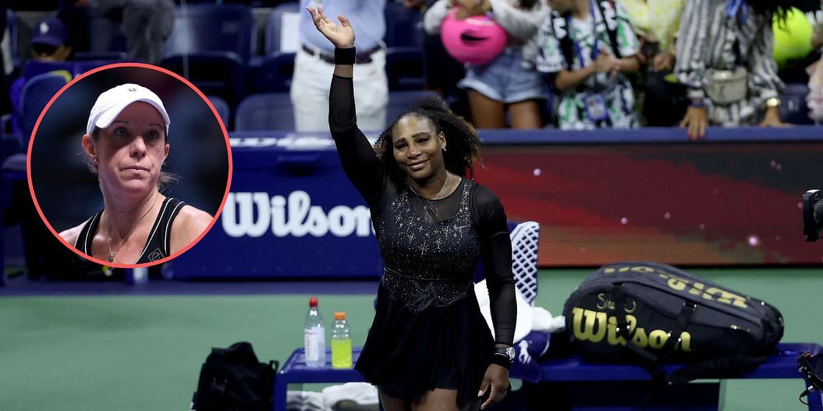 Serena Williams and Lisa Raymond (inset).