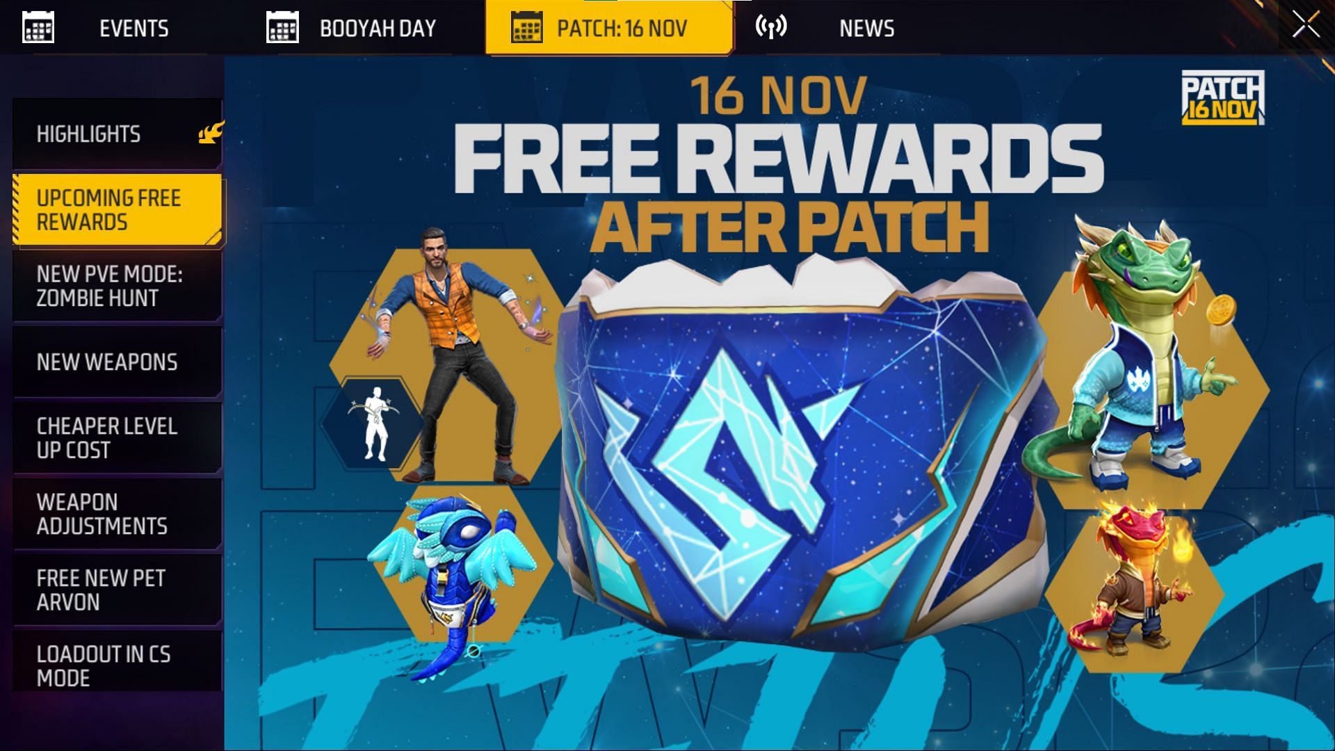 Garena will also provide attractive patch rewards as well (Image via Garena)