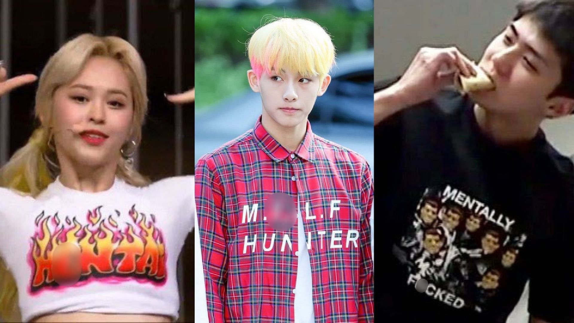 10 K-pop idols who wore outfits with R-rated words (Image via Twitter/@iconickpopoutfits)