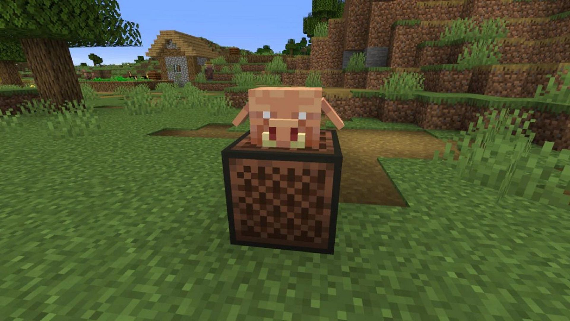 A note block can now play mob noises when a head is placed upon it (Image via Mojang)