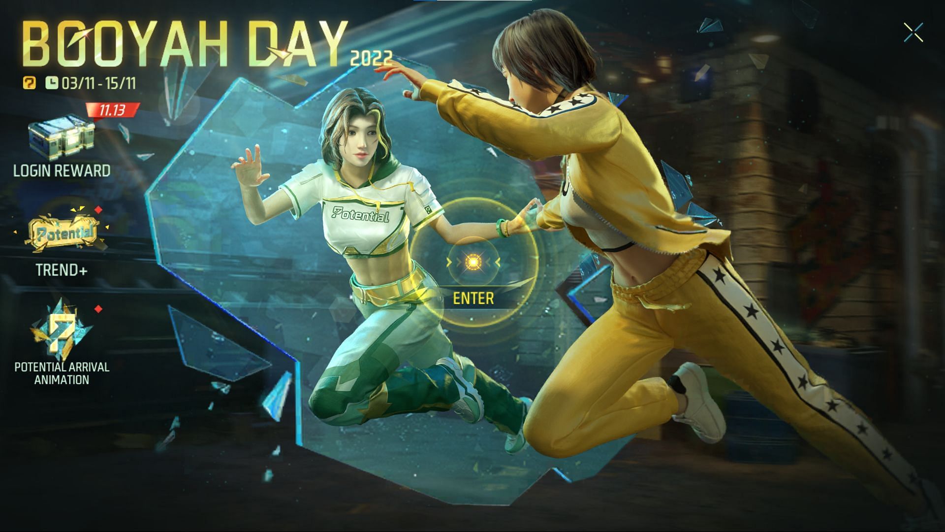 Click on the enter button to open the event interface (Image via Garena)