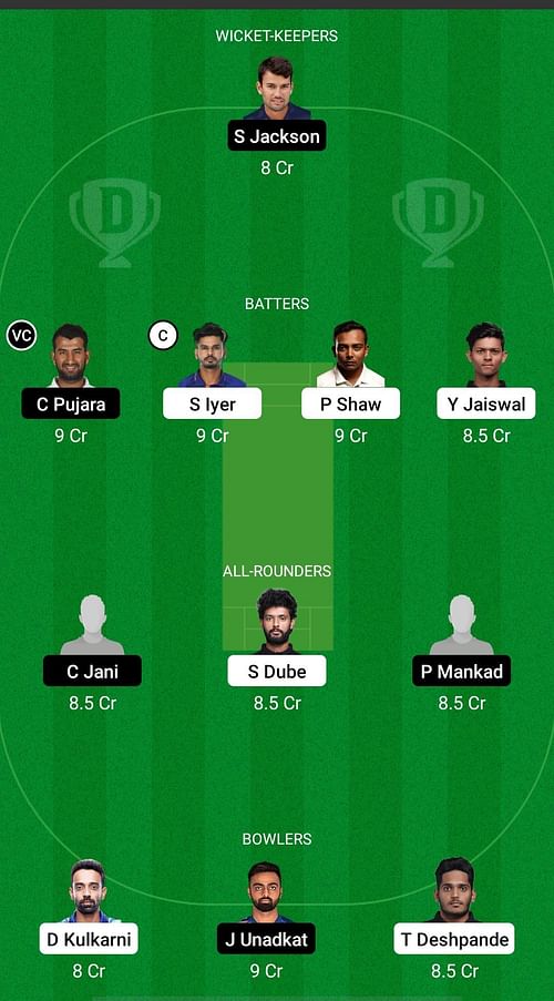 MUM vs SAU Dream11 Prediction - Syed Mushtaq Ali Trophy