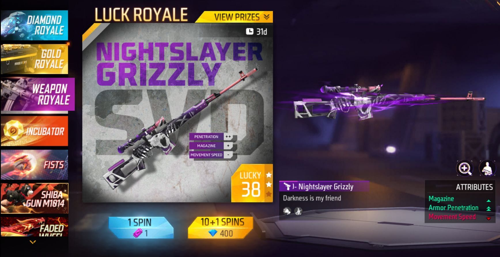 Brand new Weapon Royale rewards are available in the game now (Image via Garena)