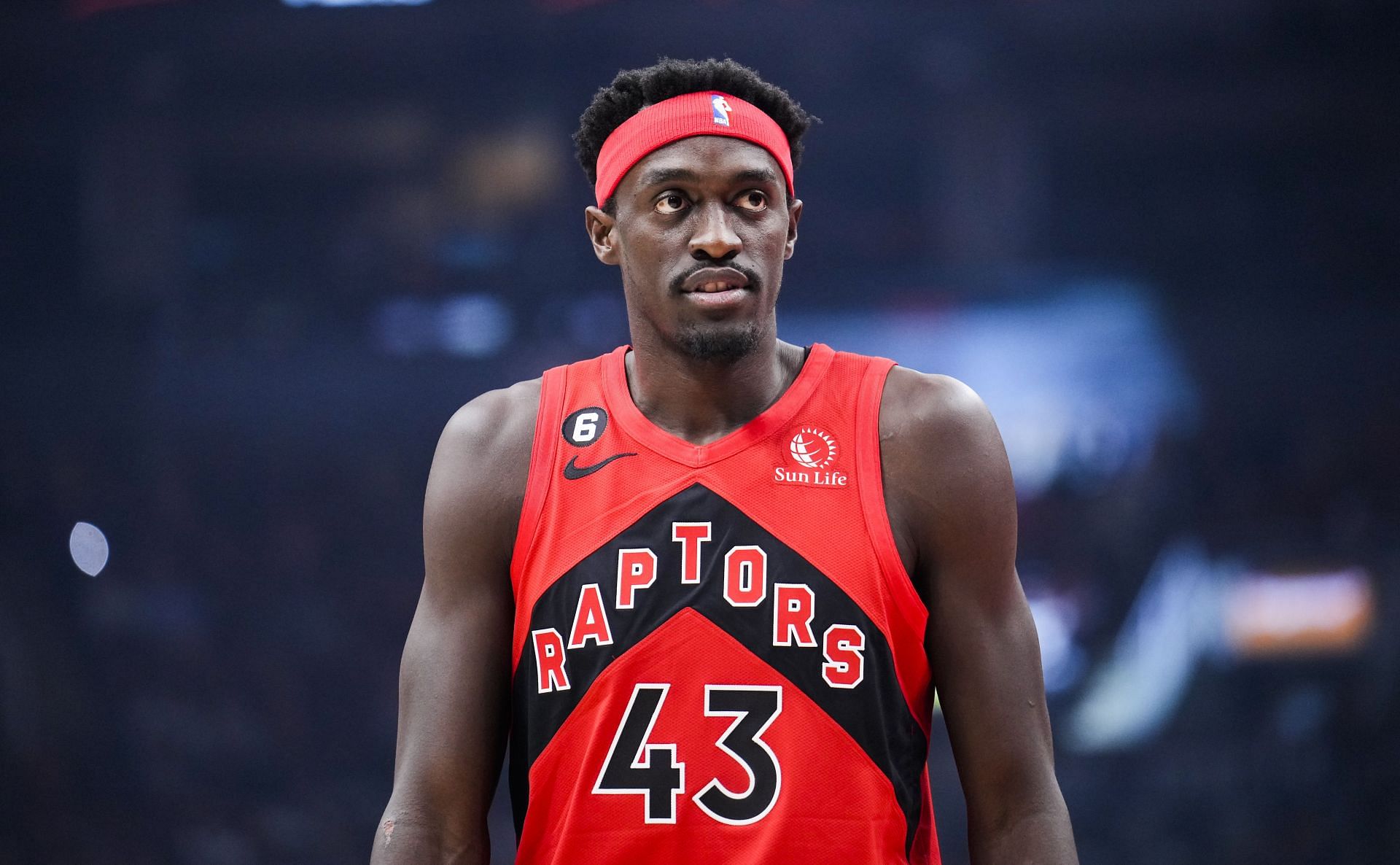 Pascal Siakam looks on at a game