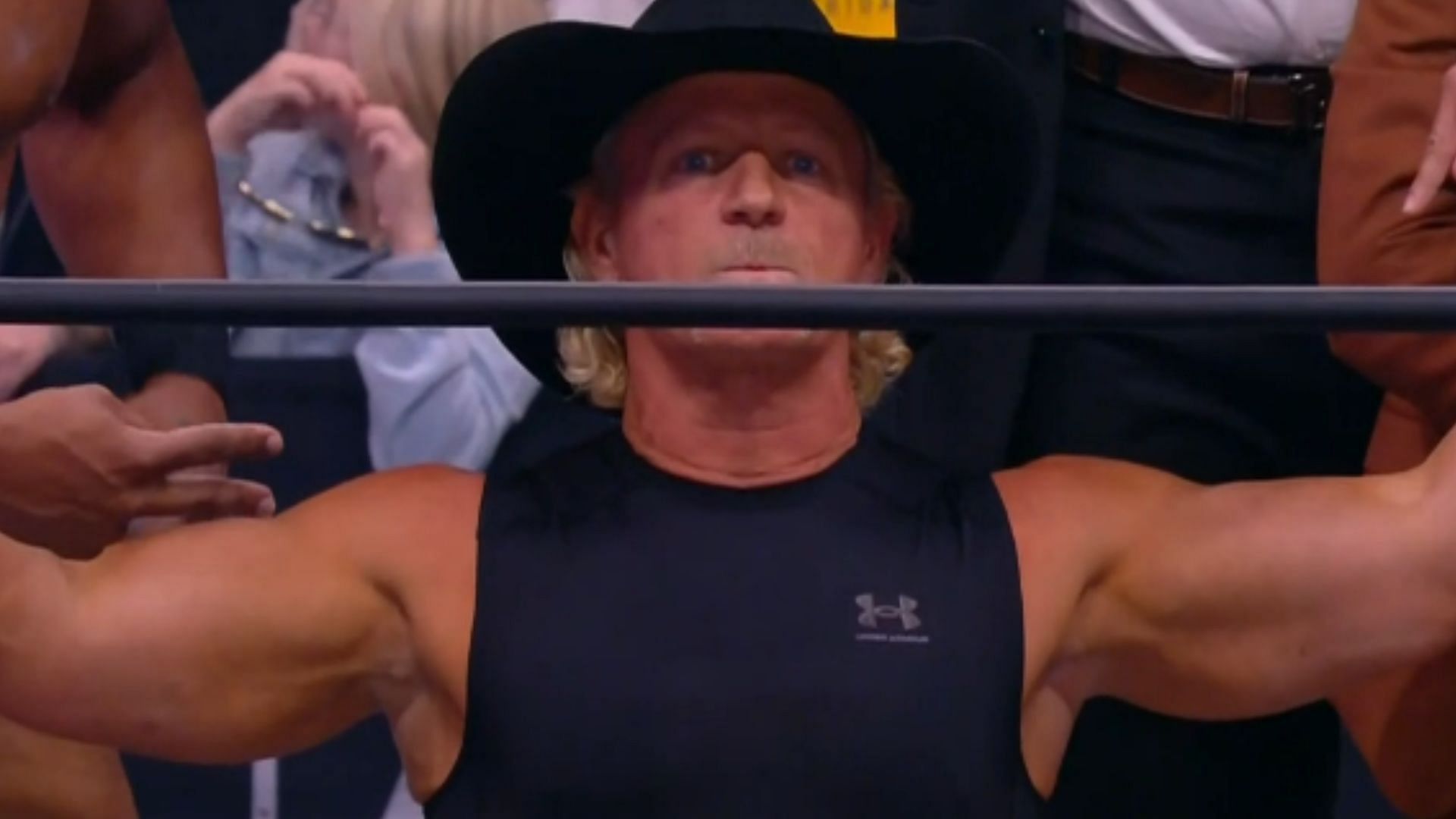 Jeff Jarrett poses in the ring after making his AEW Dynamite debut on November 2, 2022.