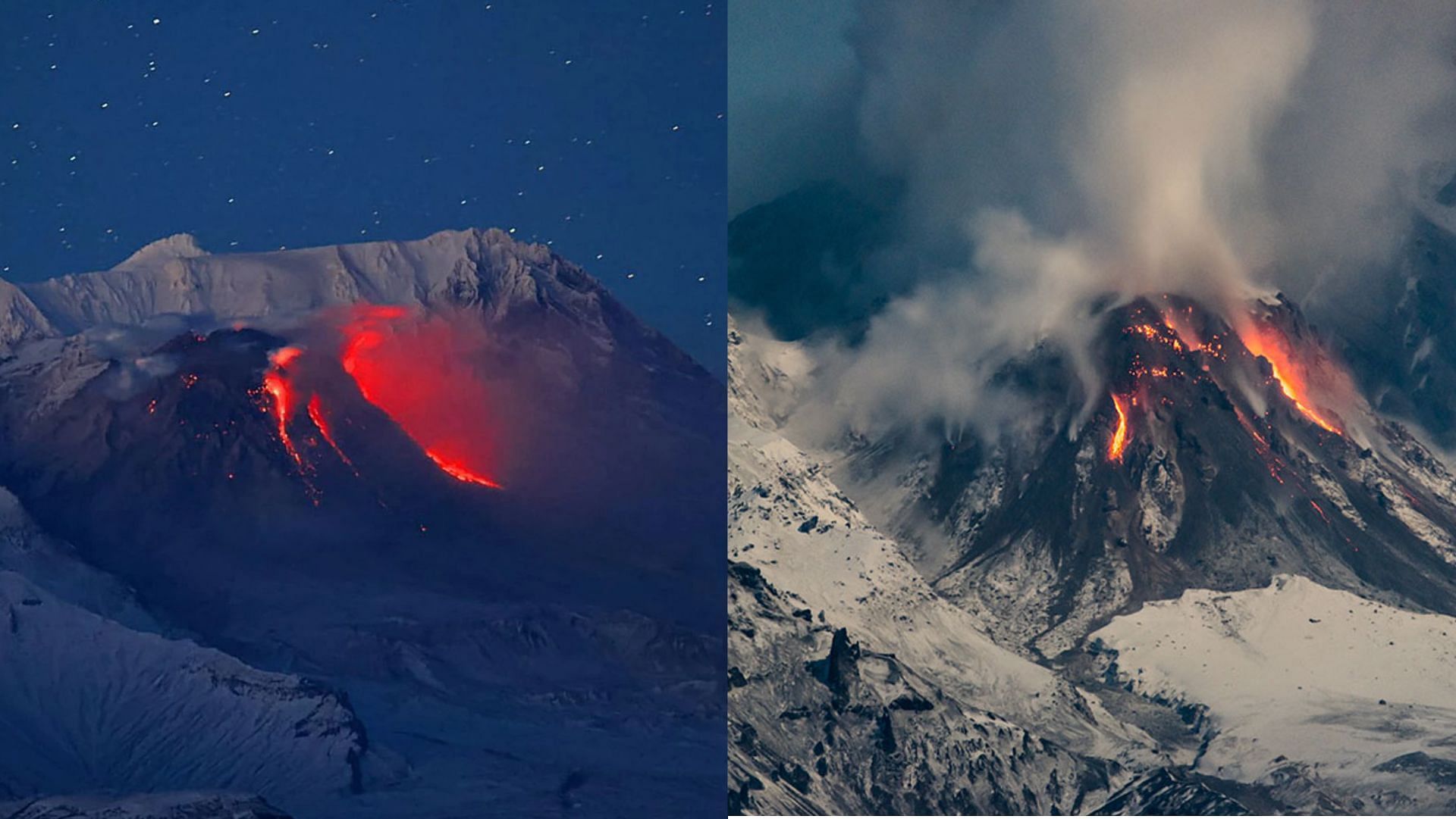 Shiveluch Volcano in Russia continues to erupt, producing volcanic ash plume. 