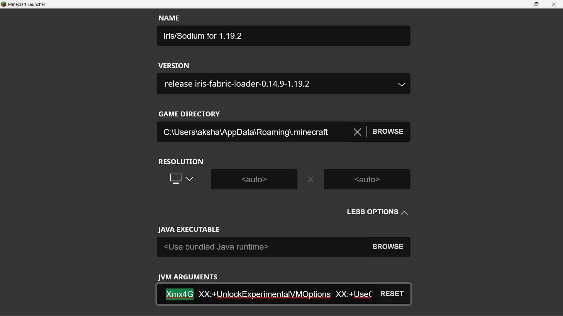 Do not change anything but the numeric value to increase RAM for Minecraft Java Edition (Image via Sportskeeda)