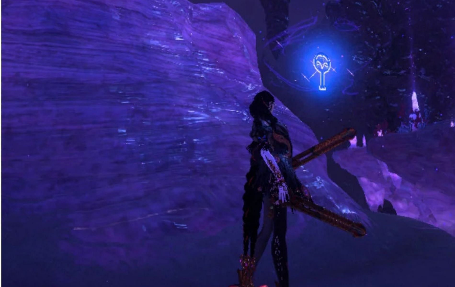 Encontre a chave azul na região de Chaotic Rift em Bayonetta 3 (imagem via Platinum Games)