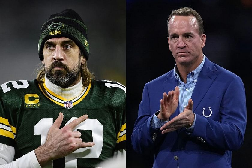 How does Aaron Rodgers' playoff record compare to Peyton Manning's?