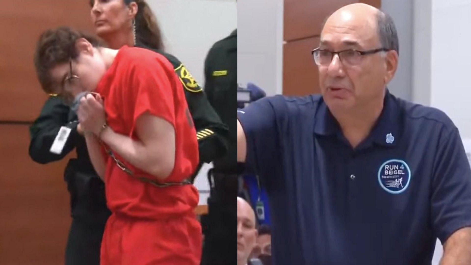 Victim&rsquo;s parent Michael Schulman (L) hopes Nikolas Cruz&rsquo;s (R) is killed in prison (Image via CourtroomTV/Twitter)