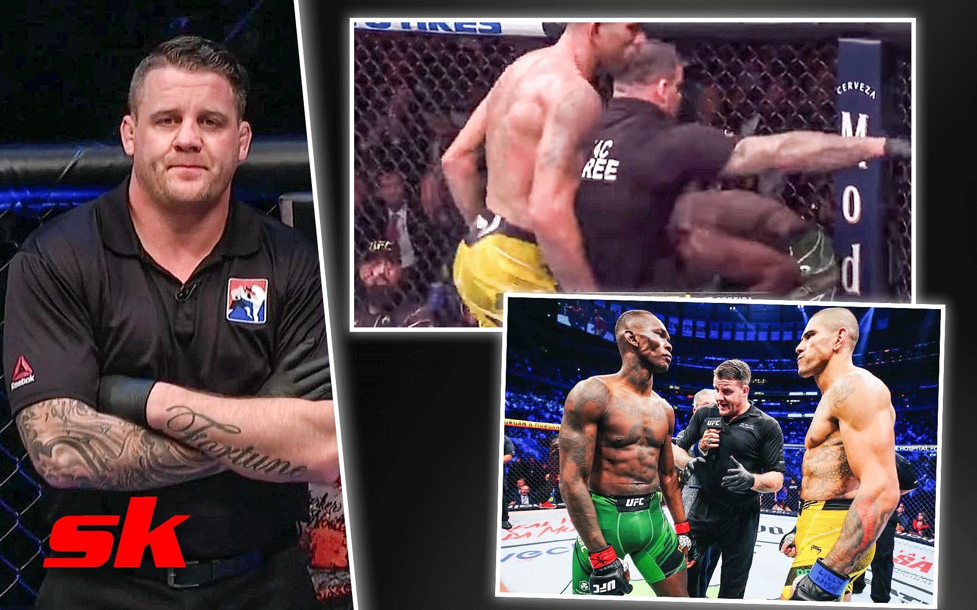 Marc Goddard (left) and Alex Pereira vs. Israel Adesanya (right). [Images courtesy: top right image from Instagram @alexpoatanpereira and rest of the images from Instagram @marcgoddard_uk]