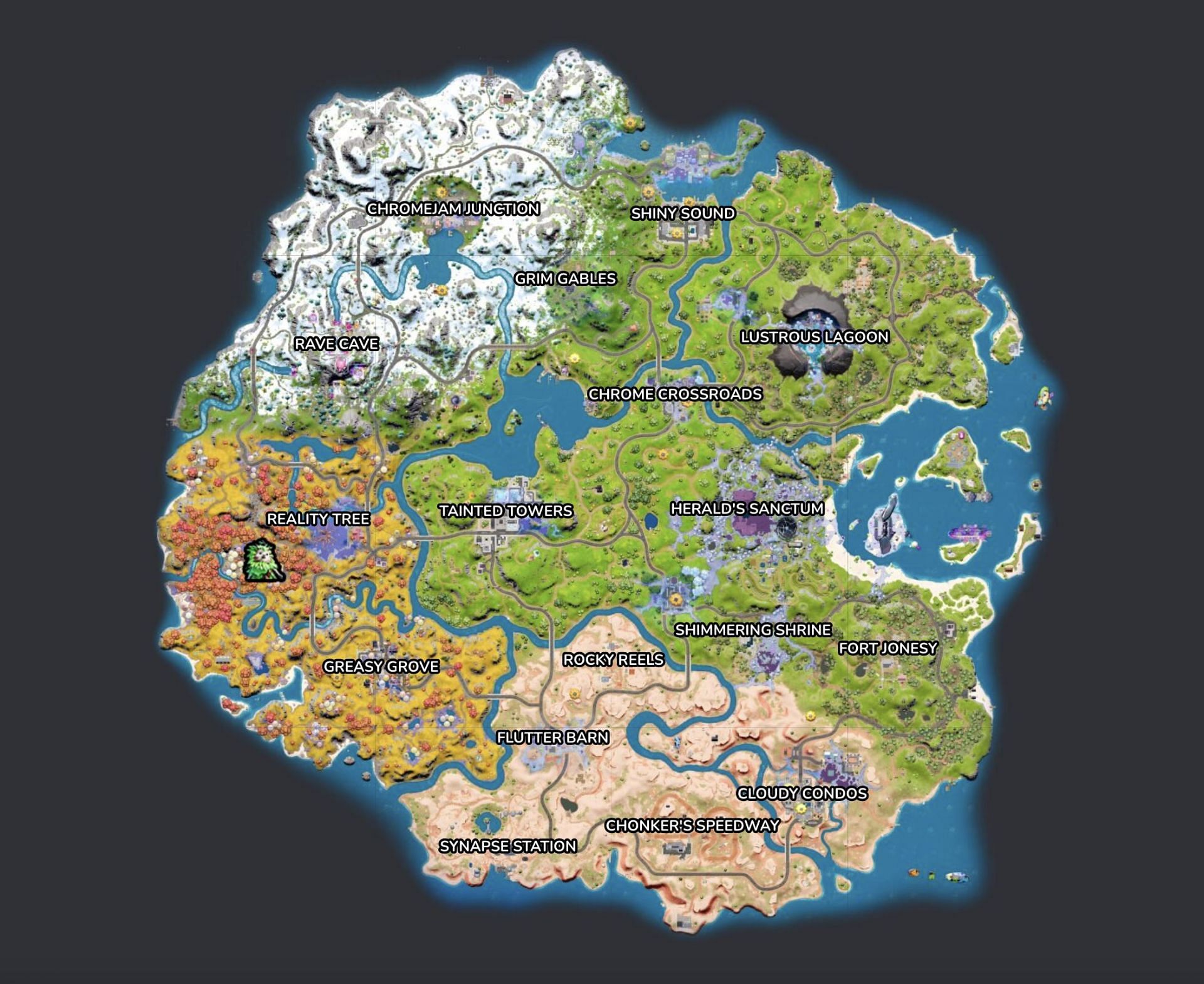 Bushranger&#039;s location on the map (Image via Fortnite.GG)