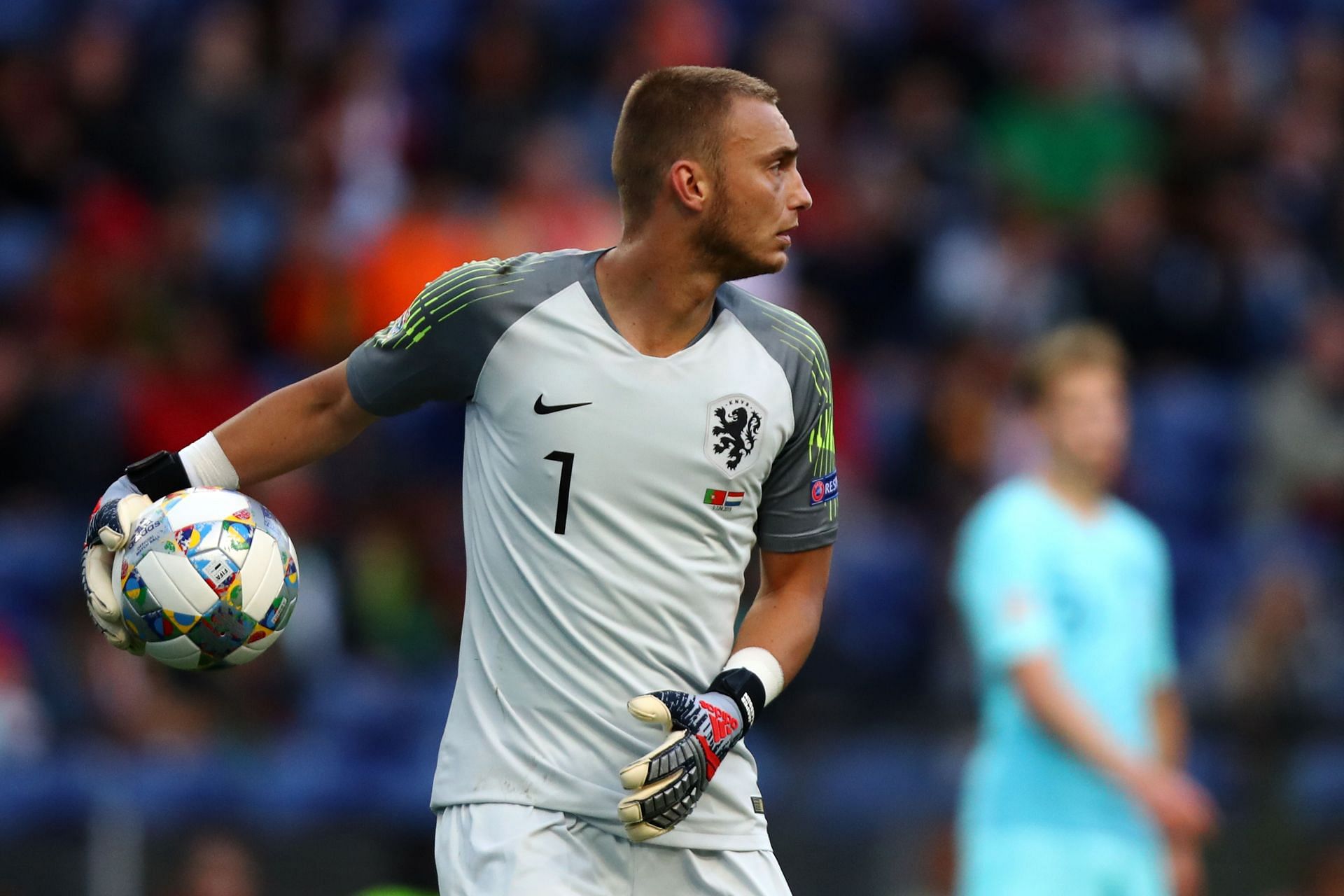 Jasper Cillessen in action for Netherlands during a UEFA Nations League encounter against Portugal