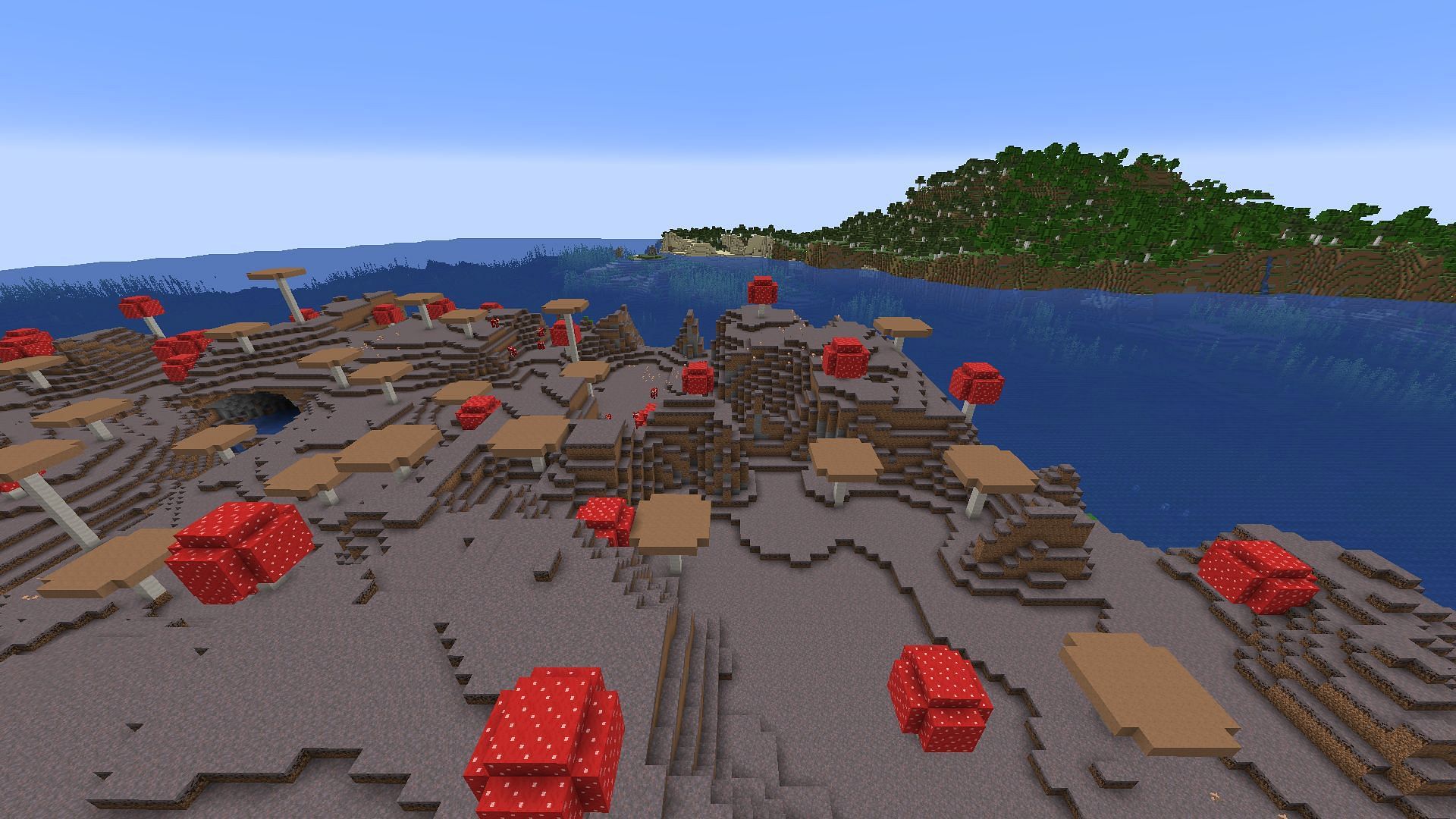 Mushroom fields in this Minecraft 1.19 seed are quite close to regular biomes (Image via Mojang)