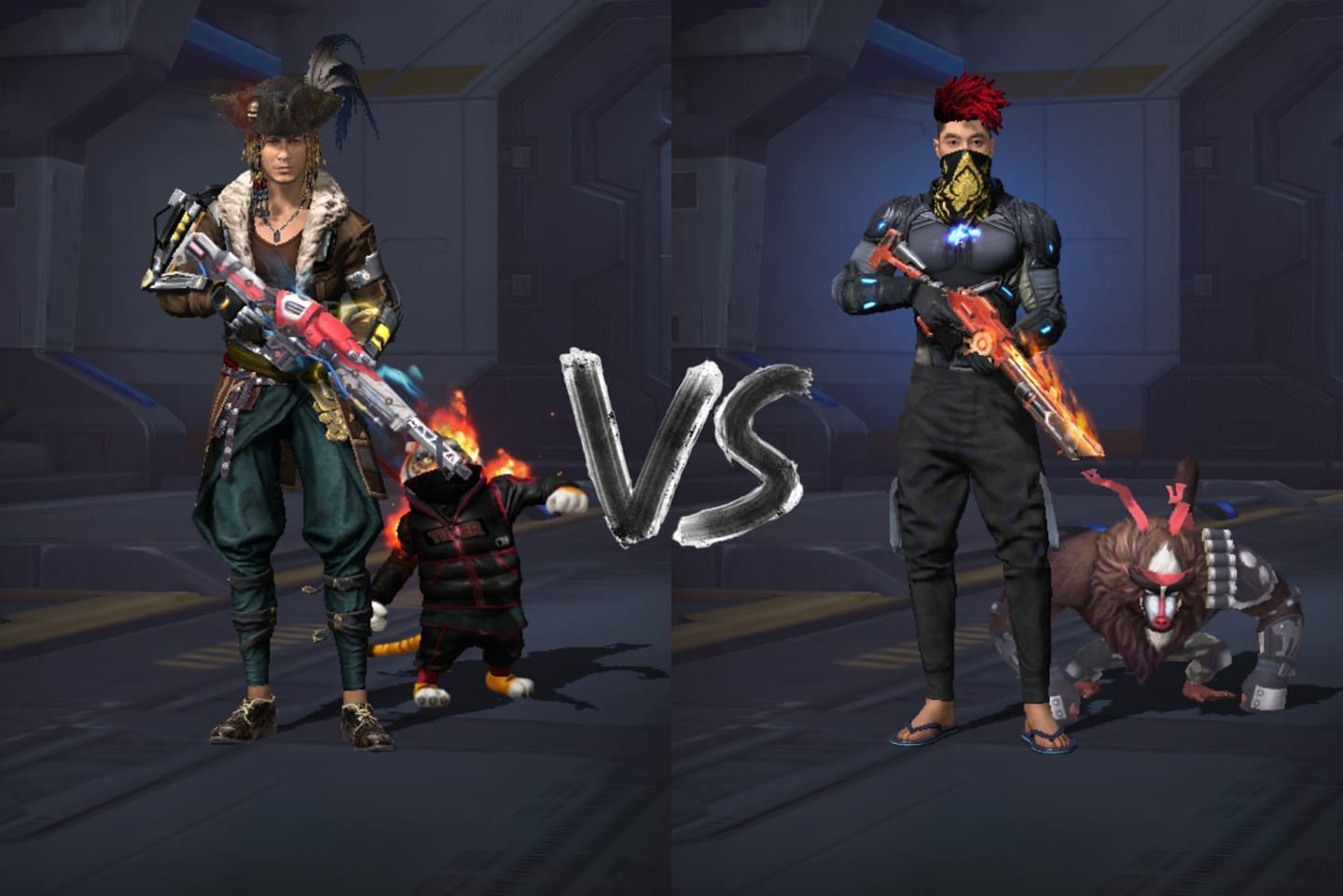 Comparing the stats of Ajjubhai vs Amitbhai in Free Fire (Image via Garena)