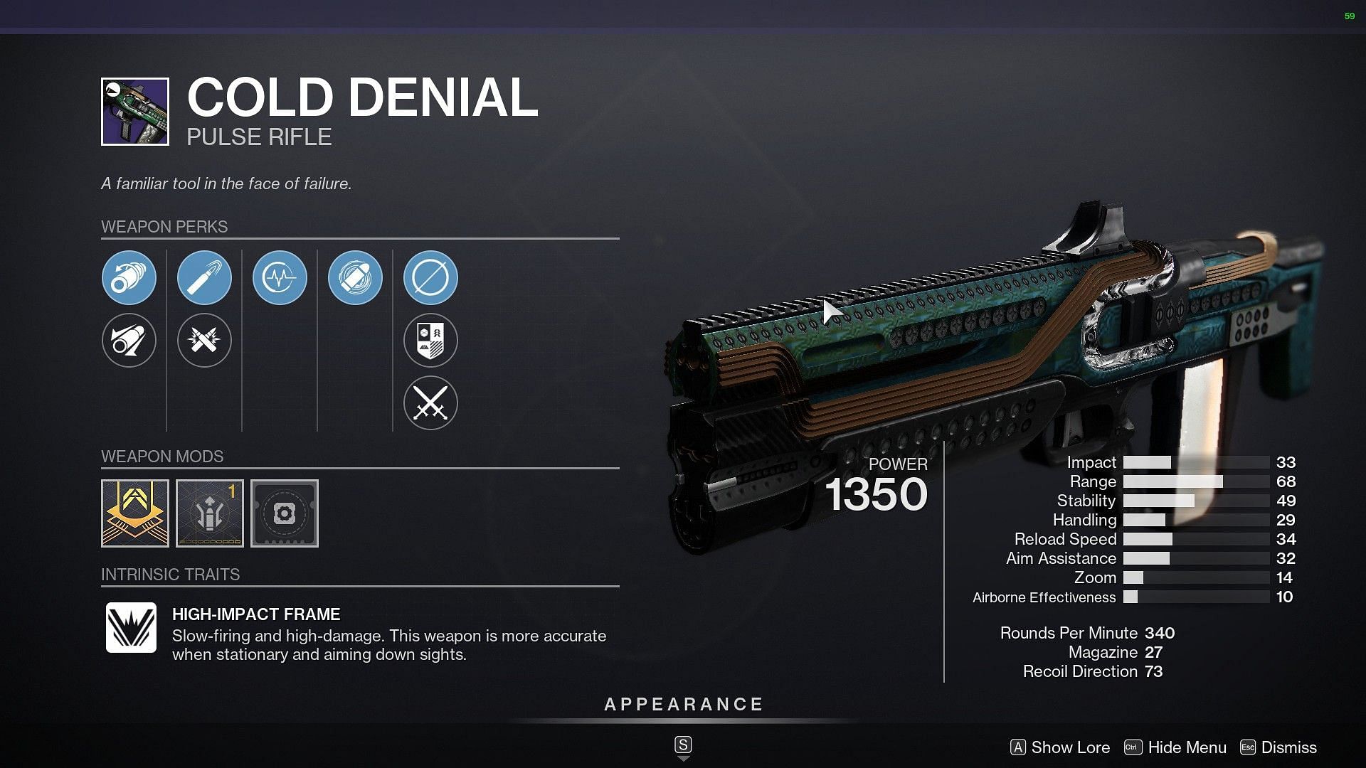 Cold Denial Pulse Rifle (Image via Destiny 2)
