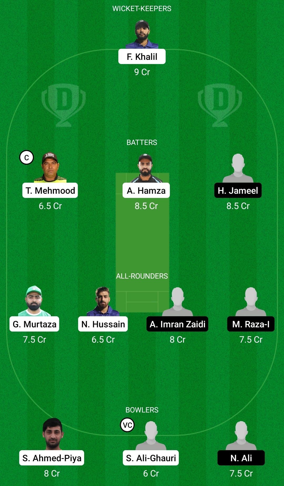 Dream11 Team for Karwan CC vs Sona Gold &amp; Diamonds - CBFS T10 League 2022.