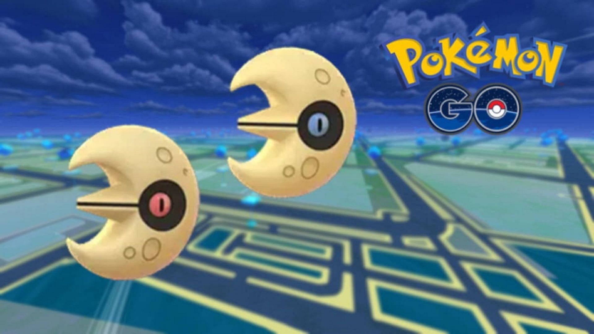 Lunatone and its shiny form in Pokemon GO (Image via Niantic)