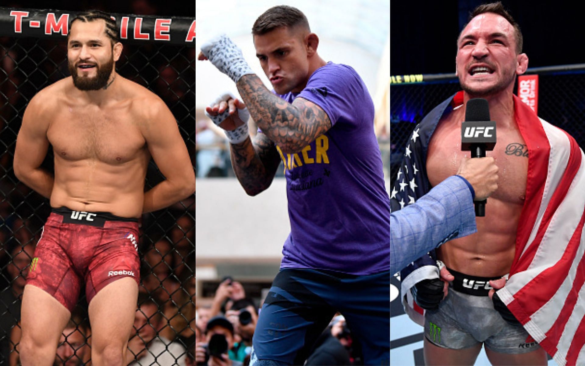 Jorge Masvidal (left), Dustin Poirier (middle), and Michael Chandler (right)(Images via Getty)