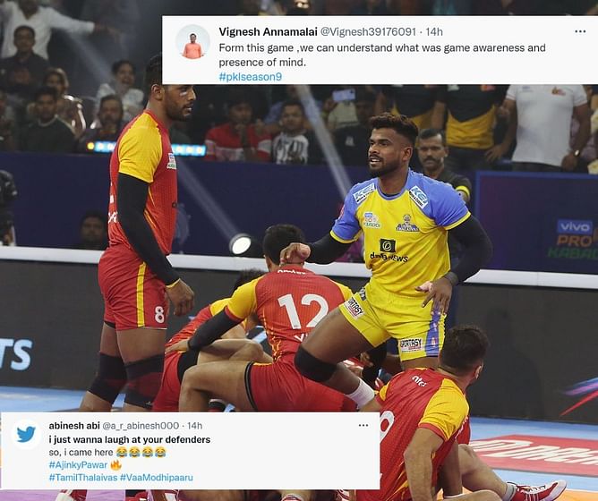 Pro Kabaddi 2022: "I just wanna laugh at your defenders" - Twitterati trolls Telugu Titans' defenders as Ajinkya Pawar bags 6-point raid for Tamil Thalaivas