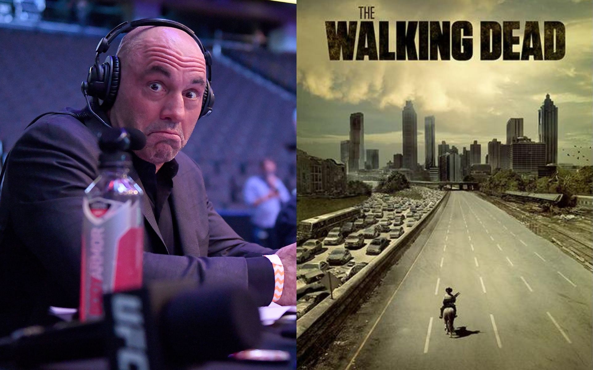 Joe Rogan (left) The Walking Dead poster (right) [Image courtesy @thewalkingdeadshop.amc.com]