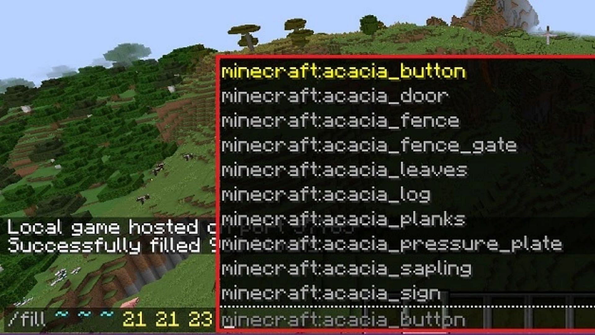 Fill command can be used to replace lava with air blocks in Minecraft (Image via Mojang)