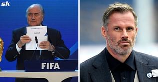 Jamie Carragher reacts hilariously as Sepp Blatter admits decision to award the 2022 World Cup to Qatar was a 'mistake'
