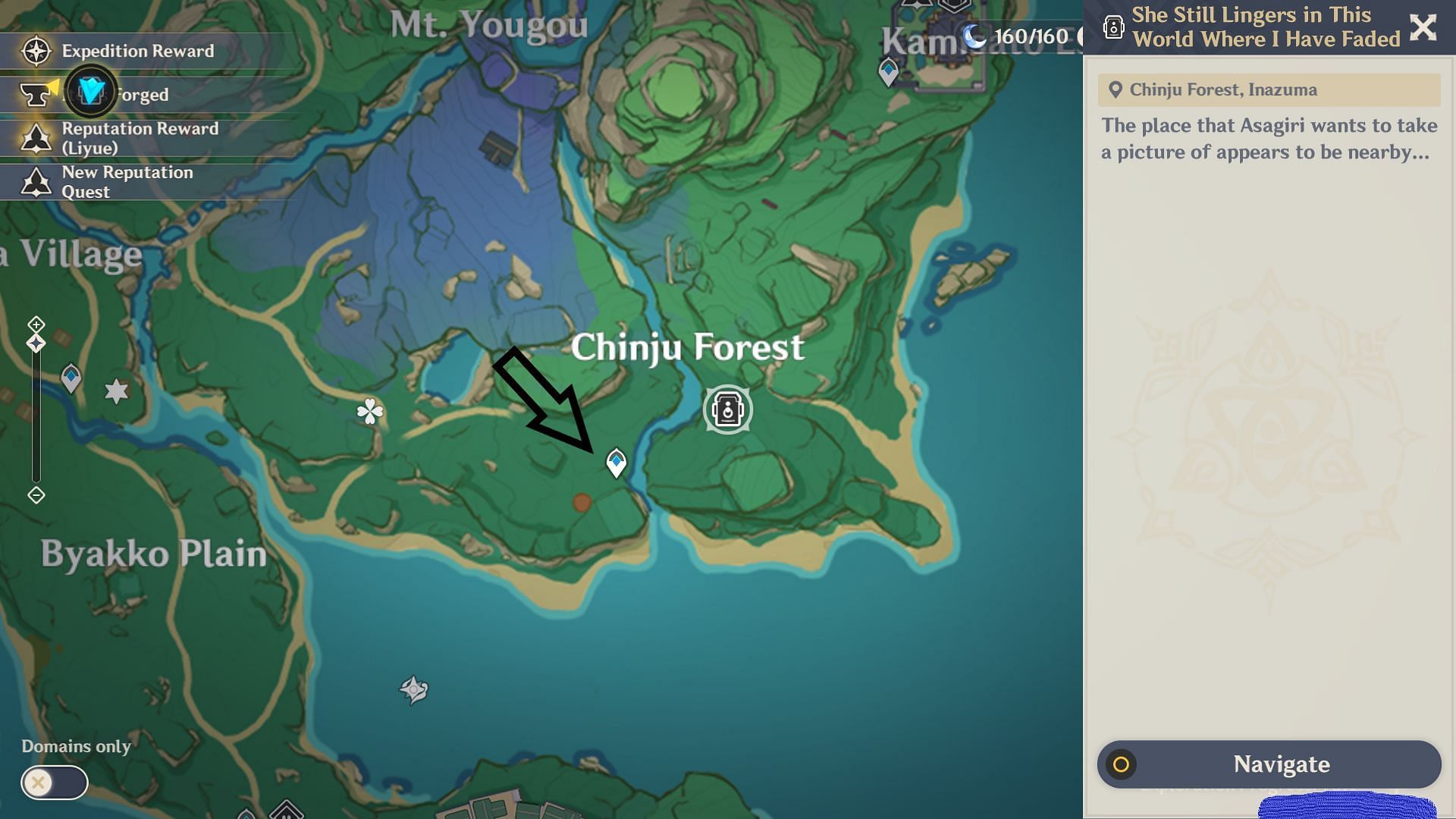 Chinju Forrest waypoint on Narukami Island (image via Genshin Impact)