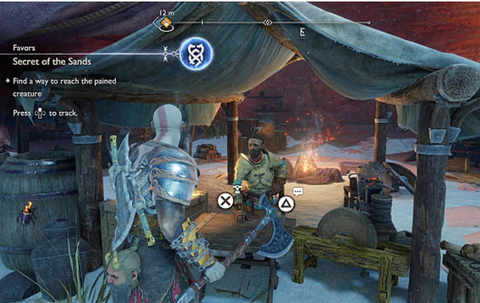 Sindri&rsquo;s Camp in God of War Ragnarok (Image via Santa Monica Studio)