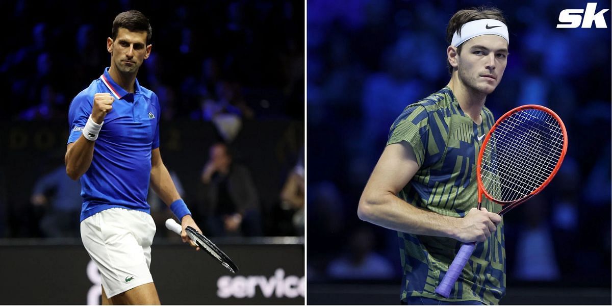 Novak Djokovic (L) and Taylor Fritz.