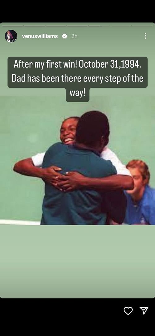 Venus Williams Social media post of her debut win in 1994