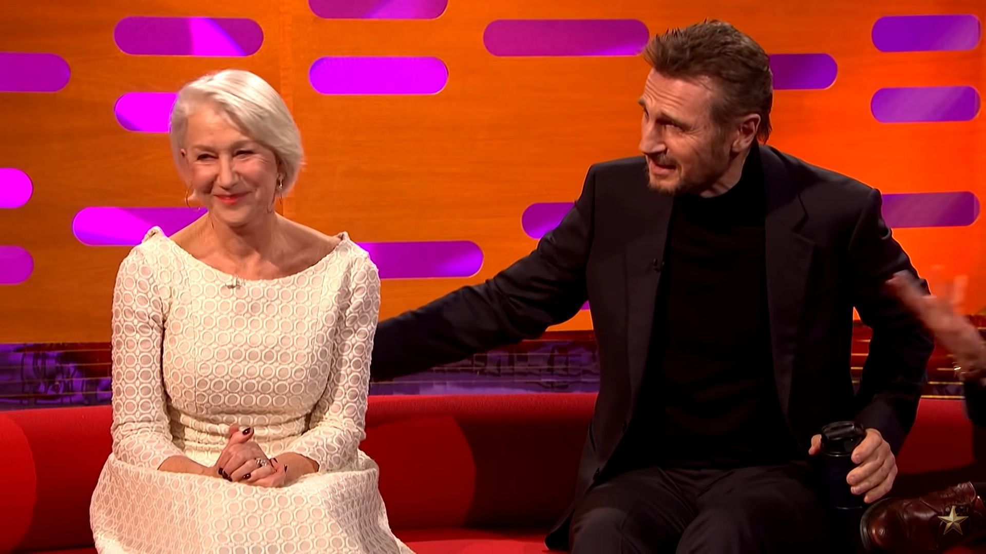 Liam Neeson was smitten with Helen Mirren during first meeting on Excalibur set (Image via The Graham Norton Show/Youtube).