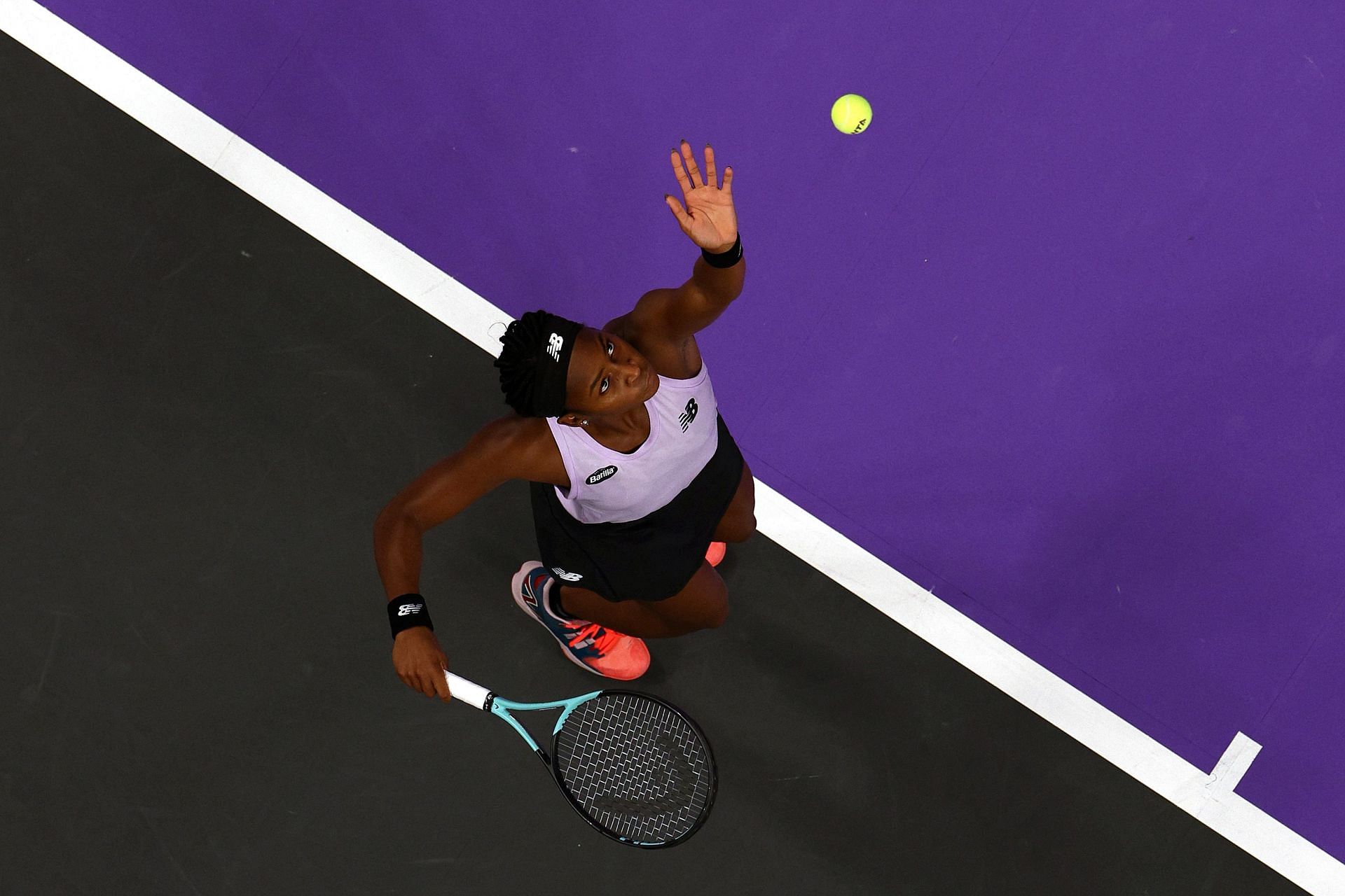 Coco Gauff in action at the 2022 WTA Finals.