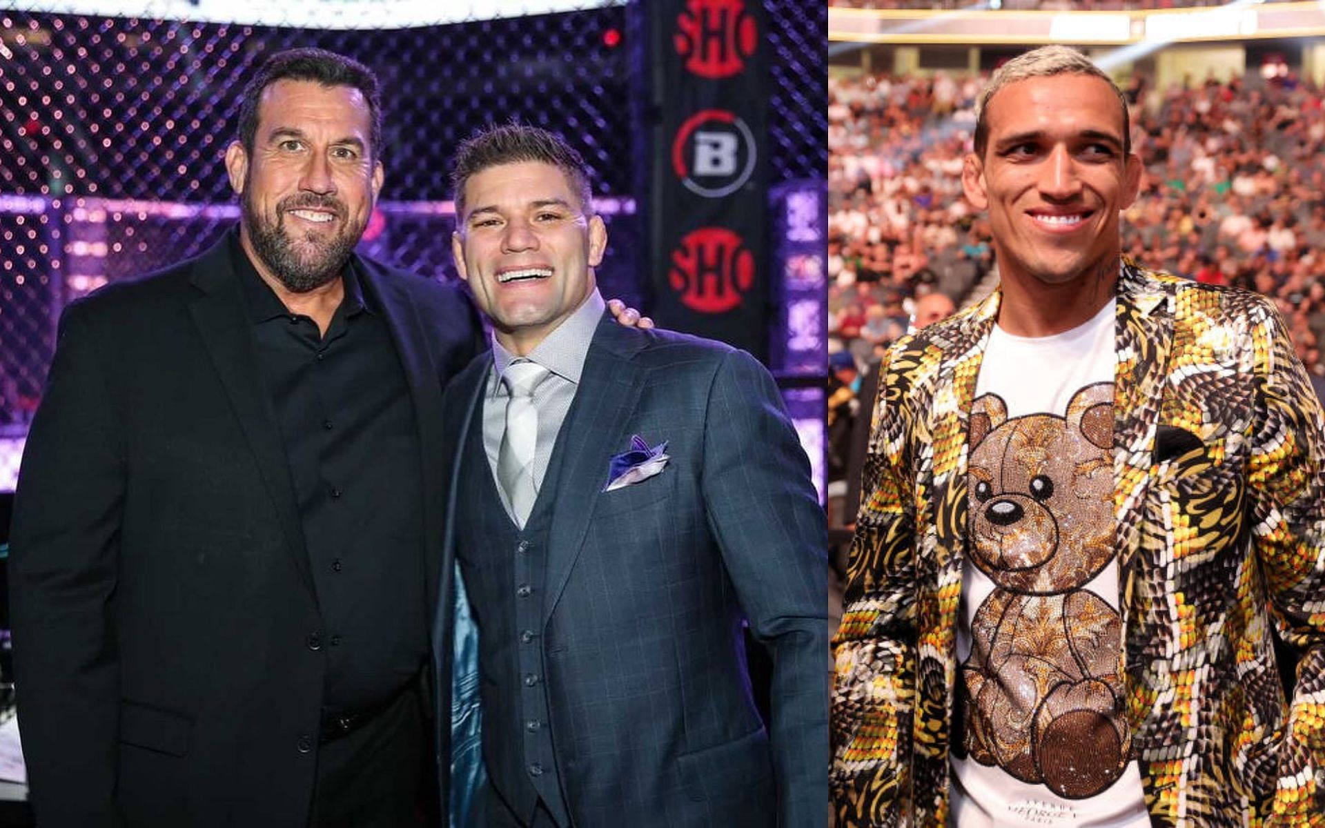 John McCarthy and Josh Thomson (left) [Image courtesy of @THEREALPUNK/Instagram]; Charles Oliveira (right)