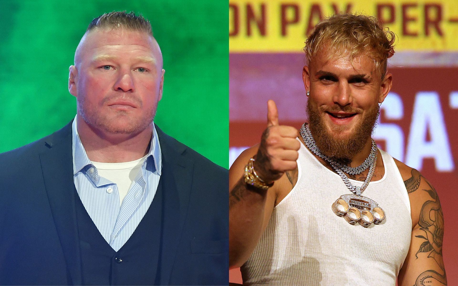 Brock Lesnar (Left) and Jake Paul (Right)