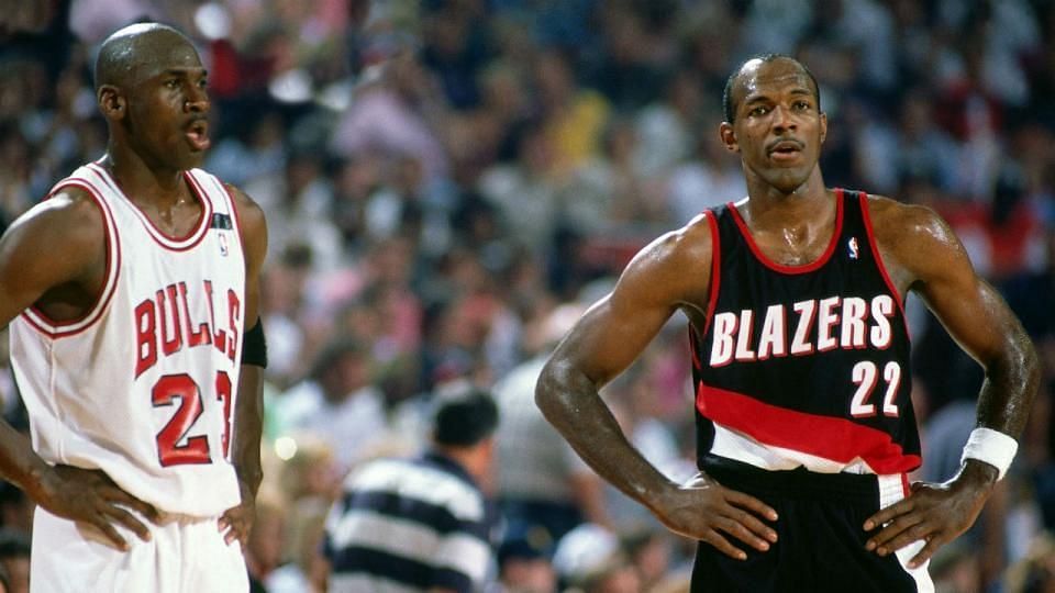 Michael Jordan and Clyde Drexler at 1992 NBA Finals