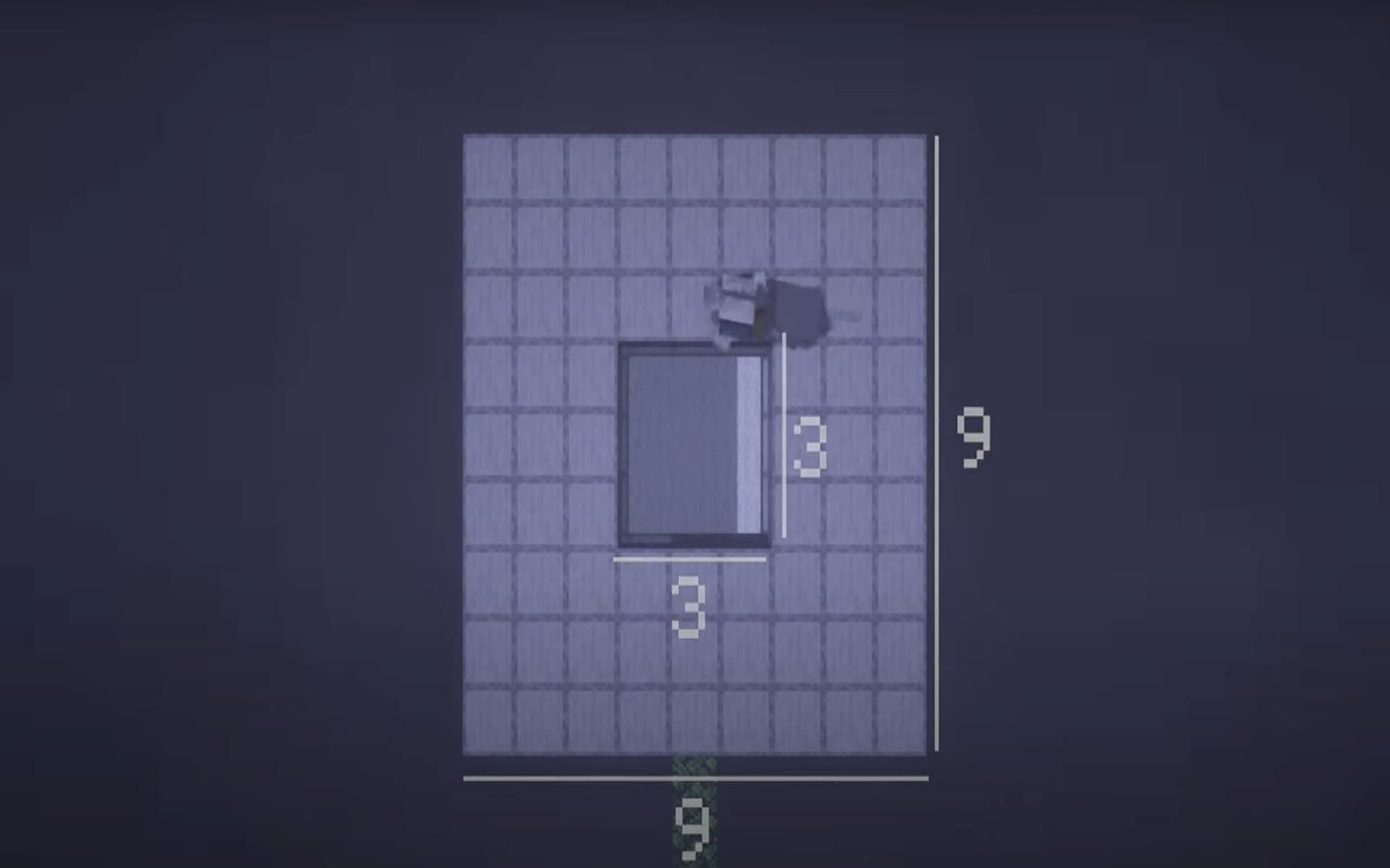 Build another 9x9 platform with a 3x3 hole in the middle (Image via YouTube/Moretingz)