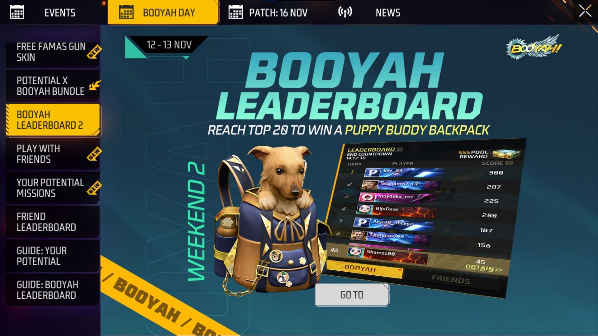 Booyah Leaderboard 2 offers a Backpack skin (Image via Garena)