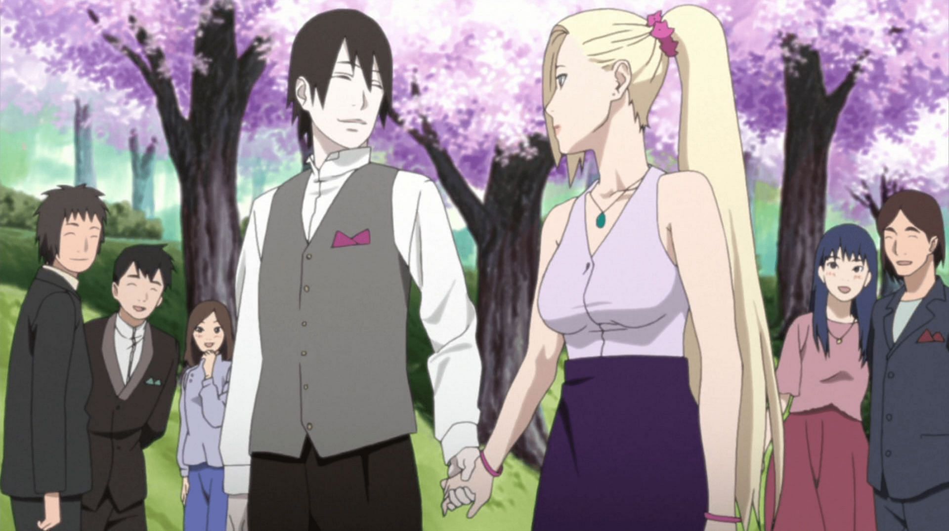 Ino and Sai at Naruto&#039;s wedding (Image via Studio Pierrot) Tsunade Senju and Dan Kato (Image via Studio Pierrot)