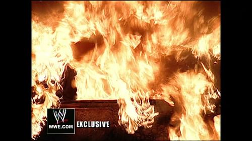 Mr. McMahon's limo in flames