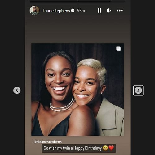 A screenshot of Sloane Stephens' Instagram story