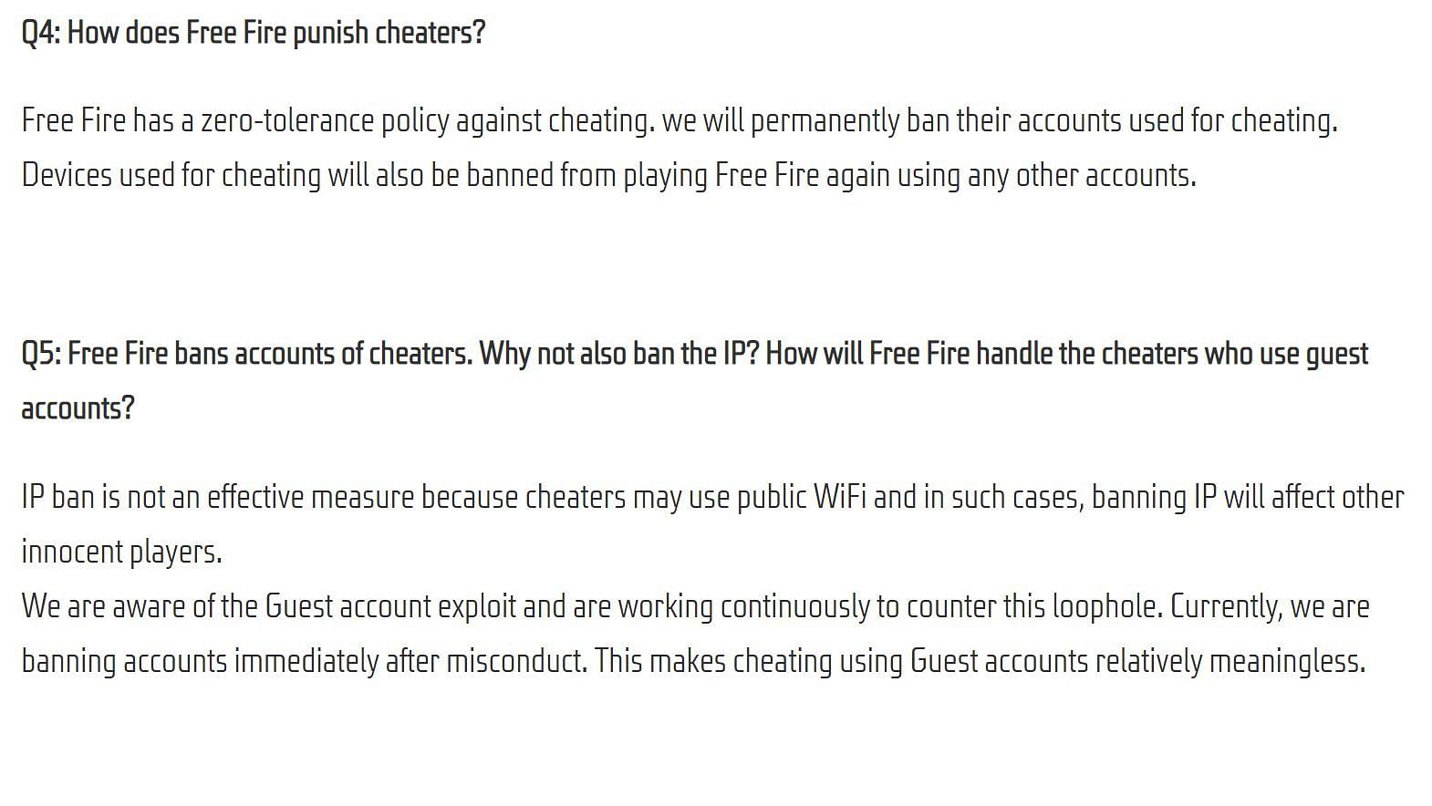 Garena&#039;s zero-tolerance policy (image via Garena)