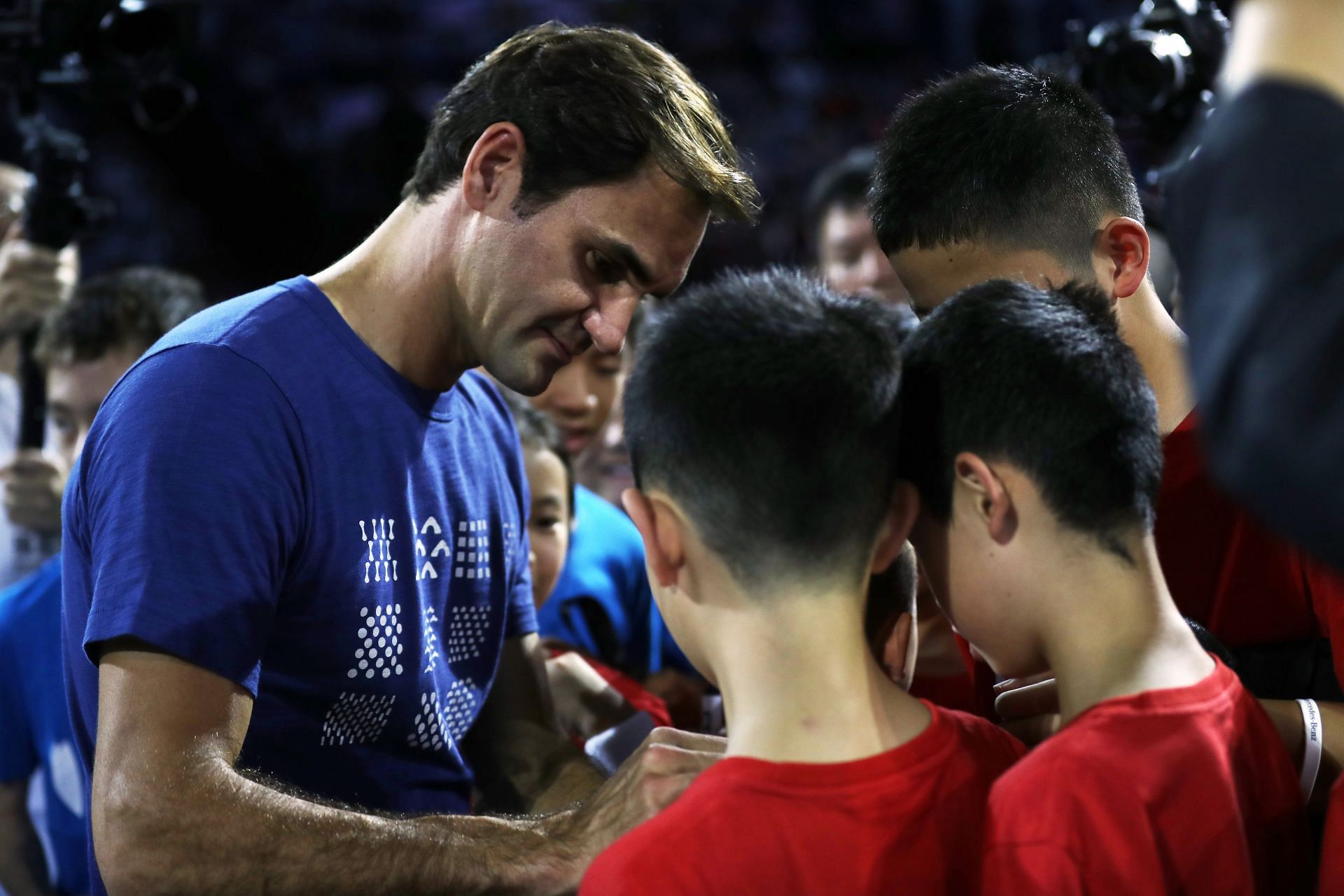 Roger Federer conducted a tennis clinic for kids