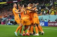 Netherlands players celebrate after the opener